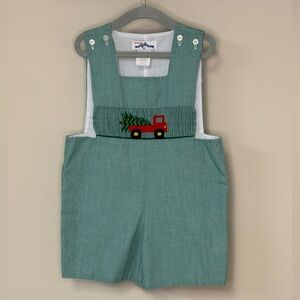 Silly Goose Hand Smocked: Baby Boy Christmas Truck & Tree Jon Jon, Size 18m